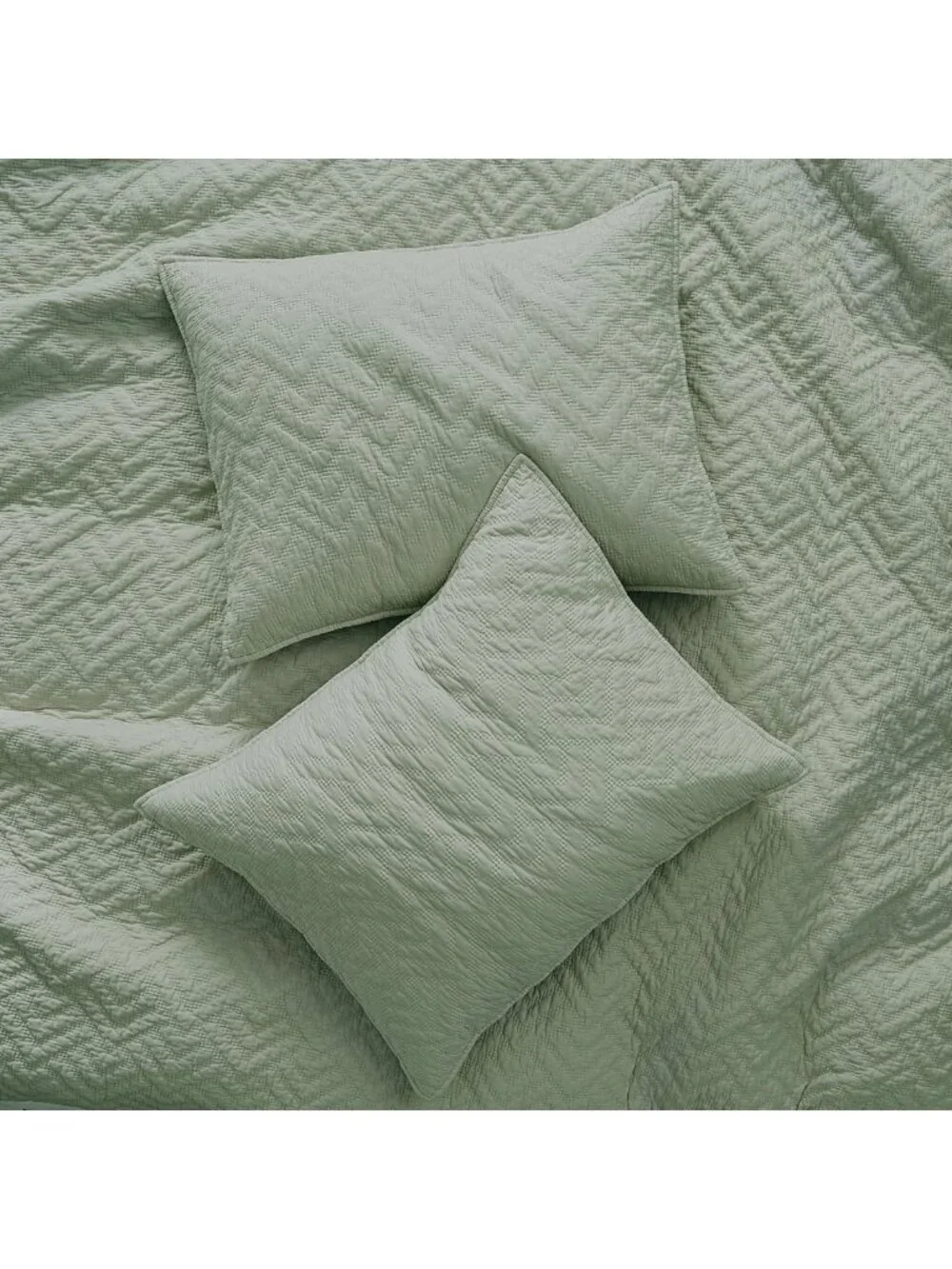 Sage Green 100% Cotton Textured Bedding Set, Cal King Size, 3 Pieces + 2 Pillow